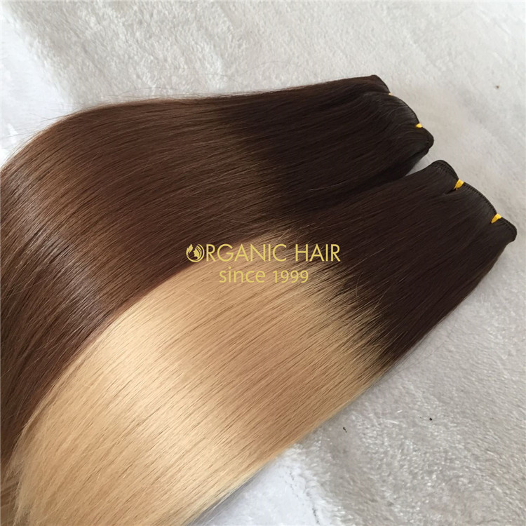 Ombre color human hand tied weft on sale X149